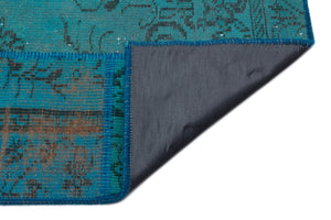 Turquoise  Over Dyed Patchwork Unique Rug 5'3'' x 7'7'' ft 160 x 230 cm