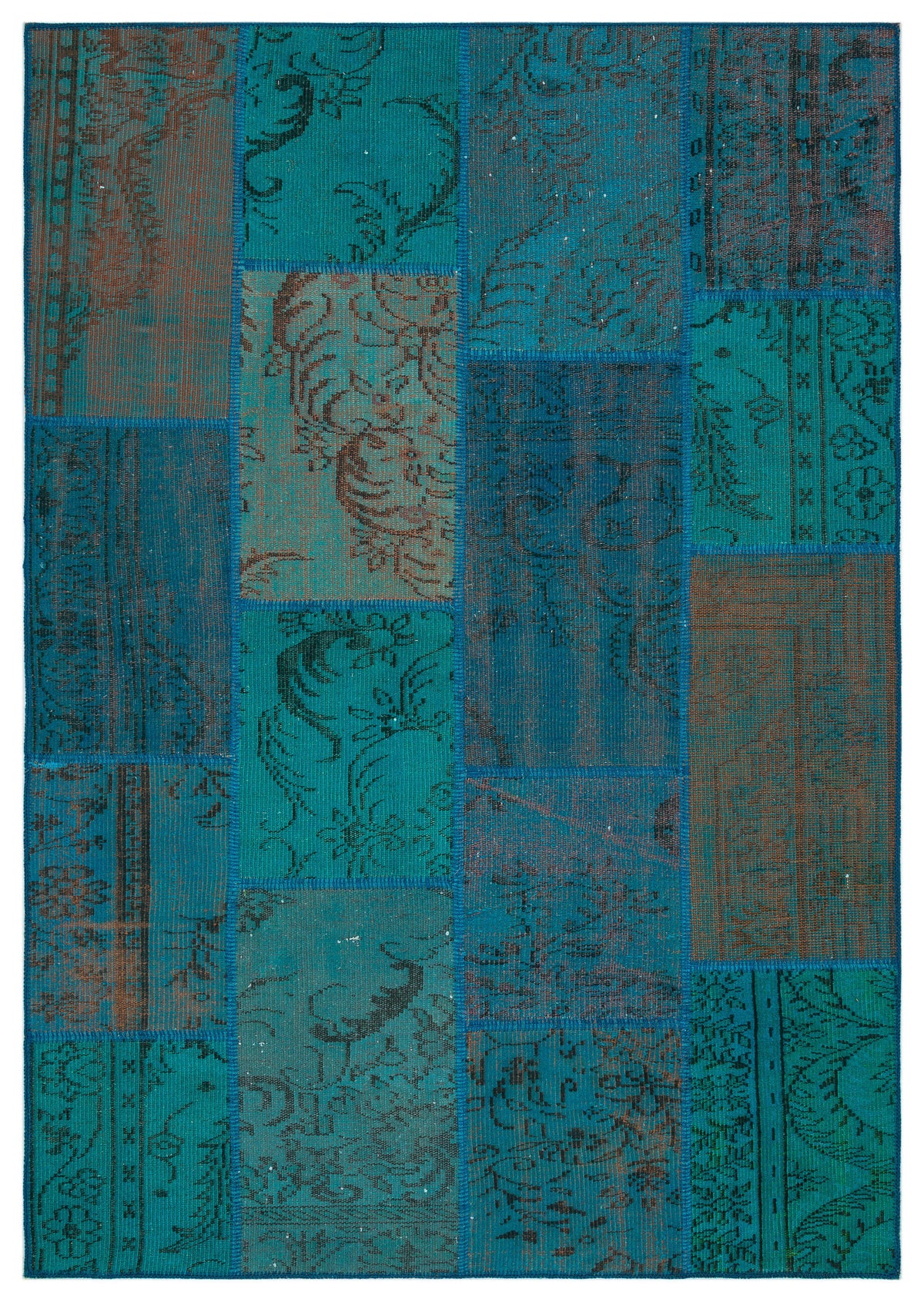Turquoise  Over Dyed Patchwork Unique Rug 5&#39;3&#39;&#39; x 7&#39;7&#39;&#39; ft 160 x 230 cm