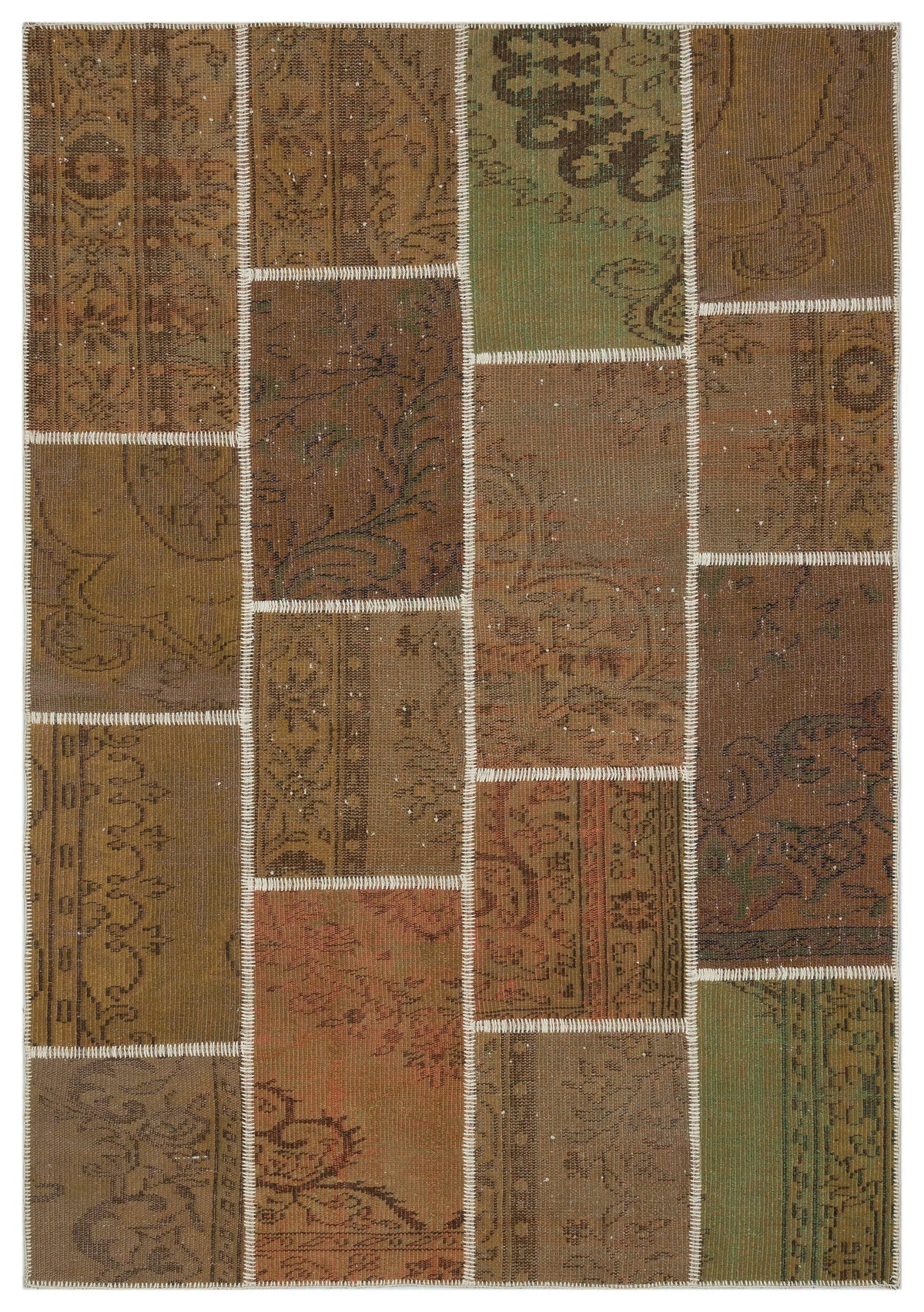 Brown Over Dyed Patchwork Unique Rug 5&#39;3&#39;&#39; x 7&#39;7&#39;&#39; ft 160 x 230 cm