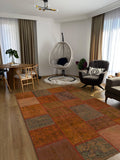 Brown Over Dyed Rug I Patchwork Rug | Turkish Rug | Hand Weaving Rug  | Bedroom Rug | Wool Rug | Vintage Rug | Tumbled Rug  | Naturel Rug | Boho Rug I5'3'' x 7'7'' ft 160 x 230 cm