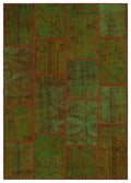 Green Over Dyed Patchwork Unique Rug 5'3'' x 7'7'' ft 160 x 230 cm