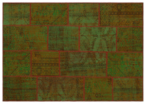 Green Over Dyed Patchwork Unique Rug 5'3'' x 7'7'' ft 160 x 230 cm