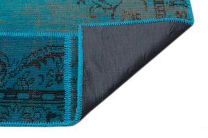 Turquoise  Over Dyed Patchwork Unique Rug 5'3'' x 7'7'' ft 160 x 230 cm