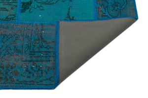 Turquoise  Over Dyed Patchwork Unique Rug 5'3'' x 7'7'' ft 160 x 230 cm
