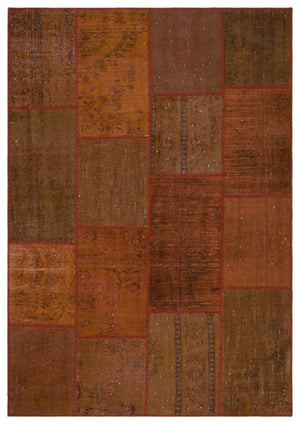 Brown Over Dyed Patchwork Unique Rug 5'3'' x 7'7'' ft 160 x 230 cm