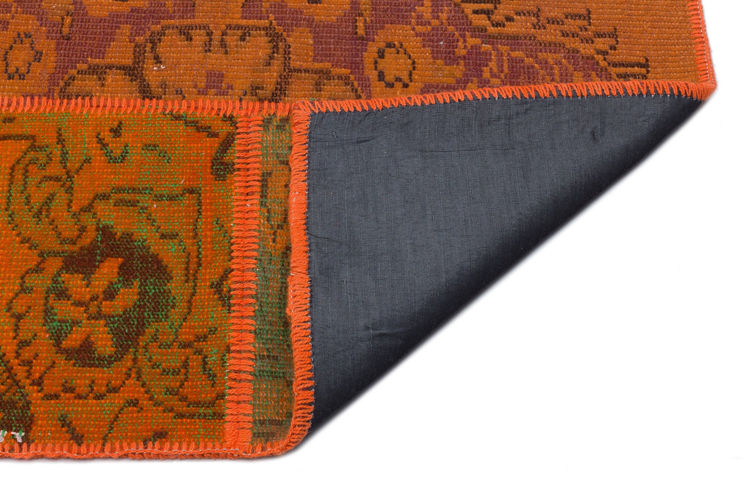 Orange Over Dyed Patchwork Unique Rug 5'3'' x 7'7'' ft 160 x 230 cm