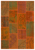 Orange Over Dyed Patchwork Unique Rug 5'3'' x 7'7'' ft 160 x 230 cm