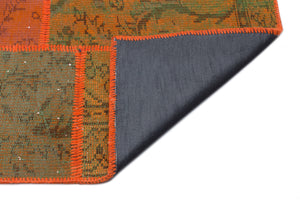 Orange Over Dyed Patchwork Unique Rug 5'3'' x 7'7'' ft 160 x 230 cm