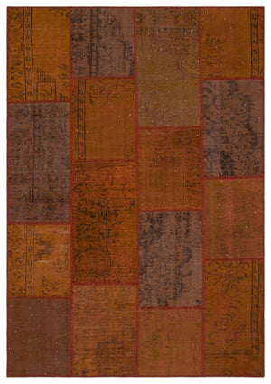Brown Over Dyed Patchwork Unique Rug 5'3'' x 7'7'' ft 160 x 230 cm
