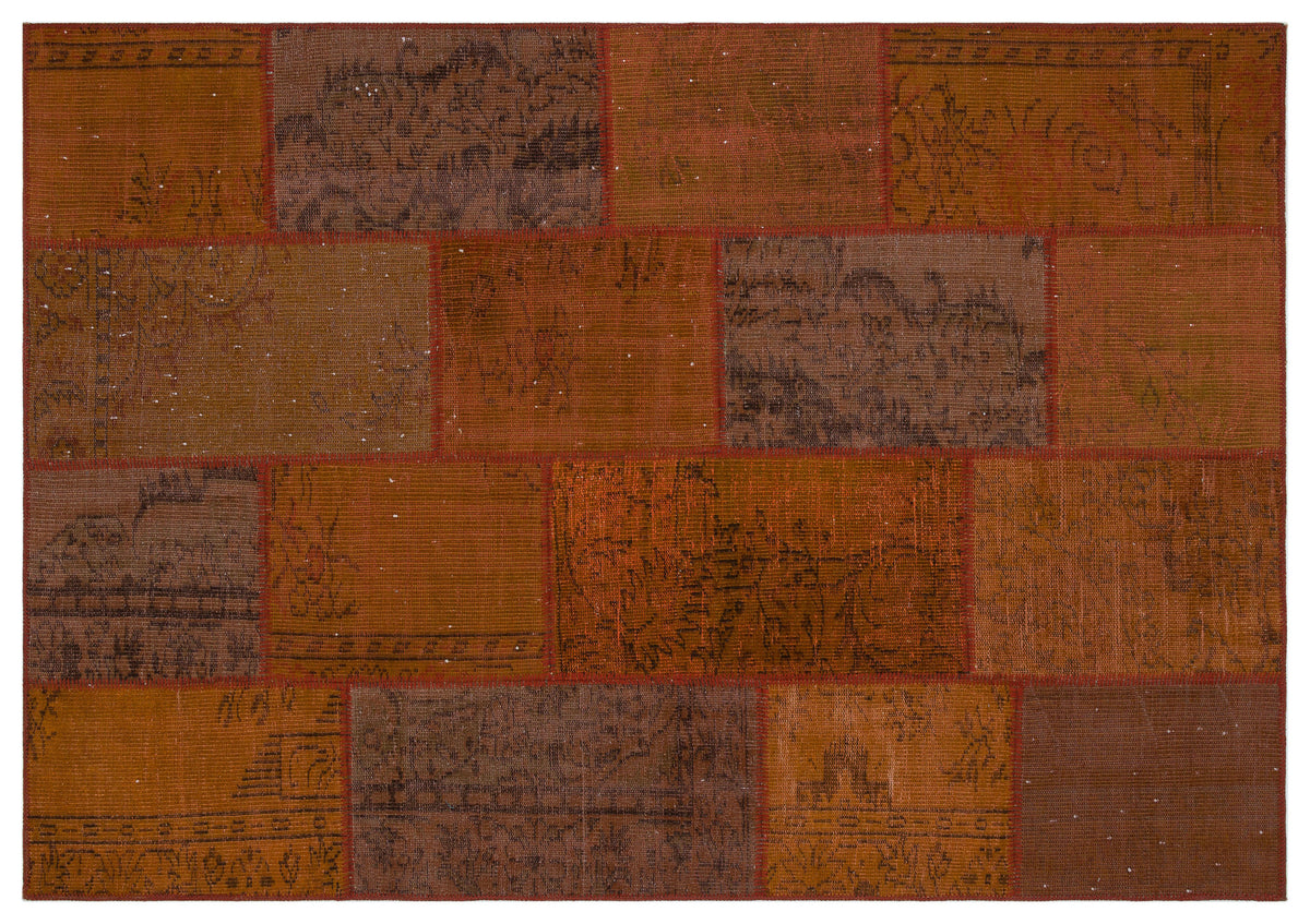 Brown Over Dyed Patchwork Unique Rug 5&#39;3&#39;&#39; x 7&#39;7&#39;&#39; ft 160 x 230 cm