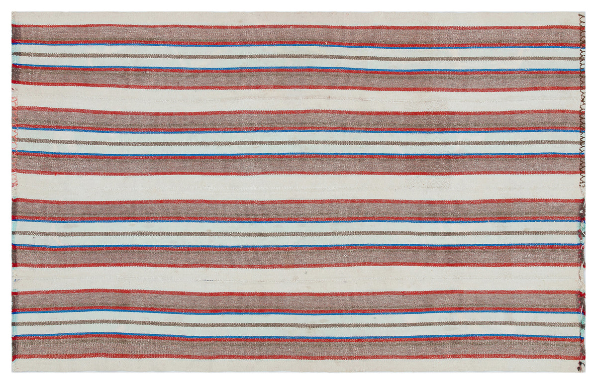 Striped Over Dyed Kilim Rug 4&#39;8&#39;&#39; x 7&#39;5&#39;&#39; ft 141 x 227 cm