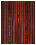 Striped Over Dyed Kilim Rug 5'7'' x 7'1'' ft 170 x 216 cm