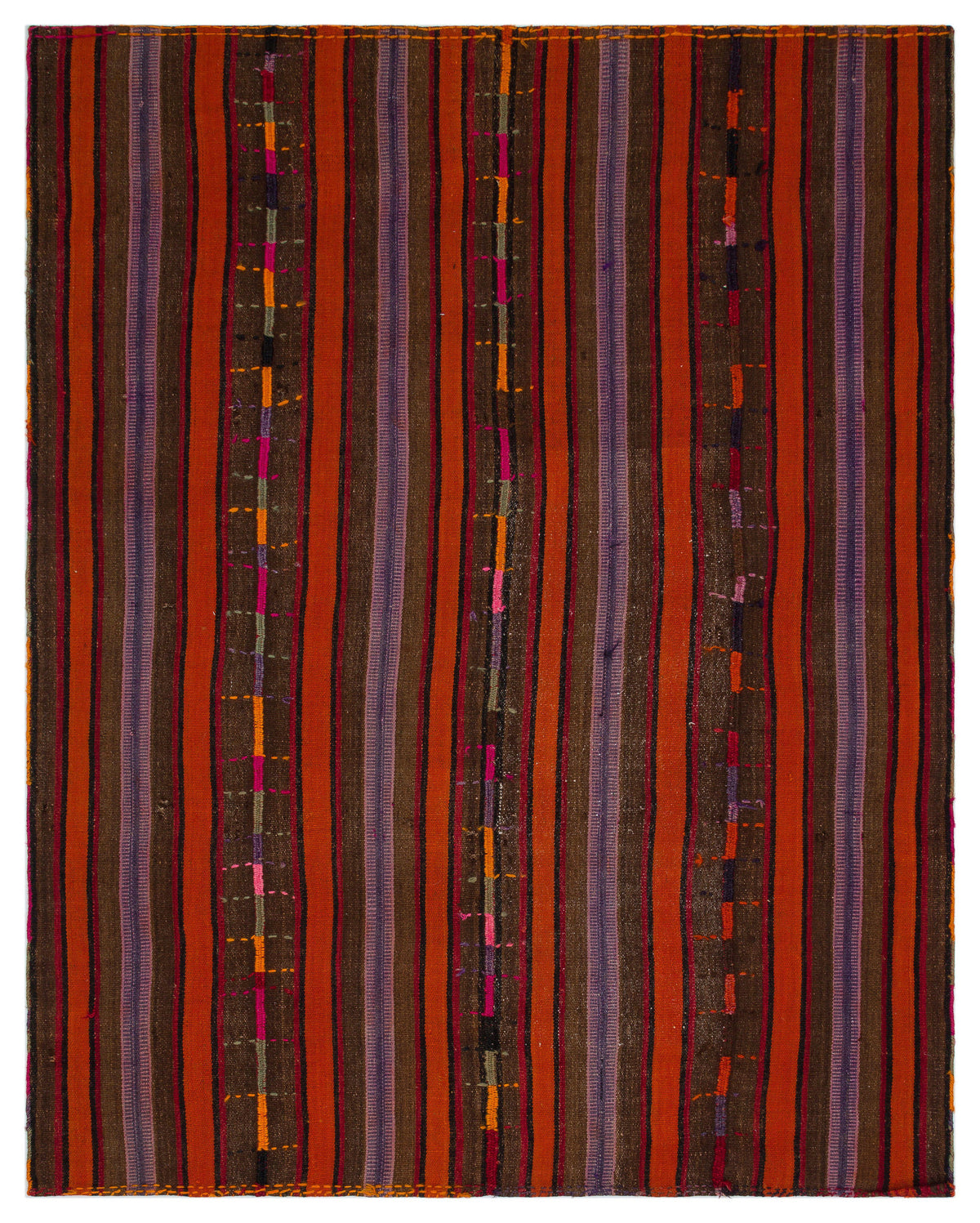 Striped Over Dyed Kilim Rug 5&#39;7&#39;&#39; x 7&#39;1&#39;&#39; ft 170 x 216 cm
