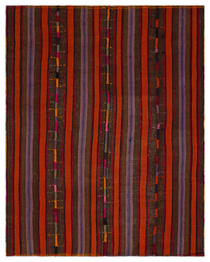 Striped Over Dyed Kilim Rug 5'7'' x 7'1'' ft 170 x 216 cm