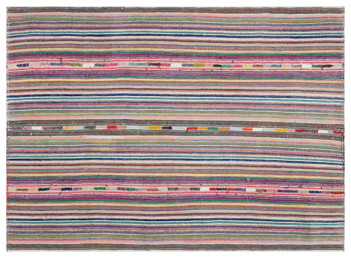 Striped Over Dyed Kilim Rug 5&#39;11&#39;&#39; x 8&#39;3&#39;&#39; ft 180 x 251 cm