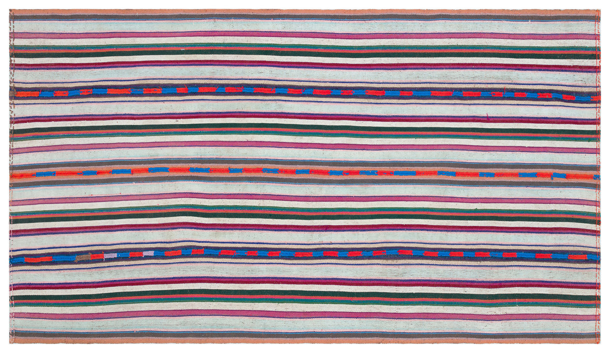Striped Over Dyed Kilim Rug 5&#39;8&#39;&#39; x 9&#39;9&#39;&#39; ft 173 x 296 cm