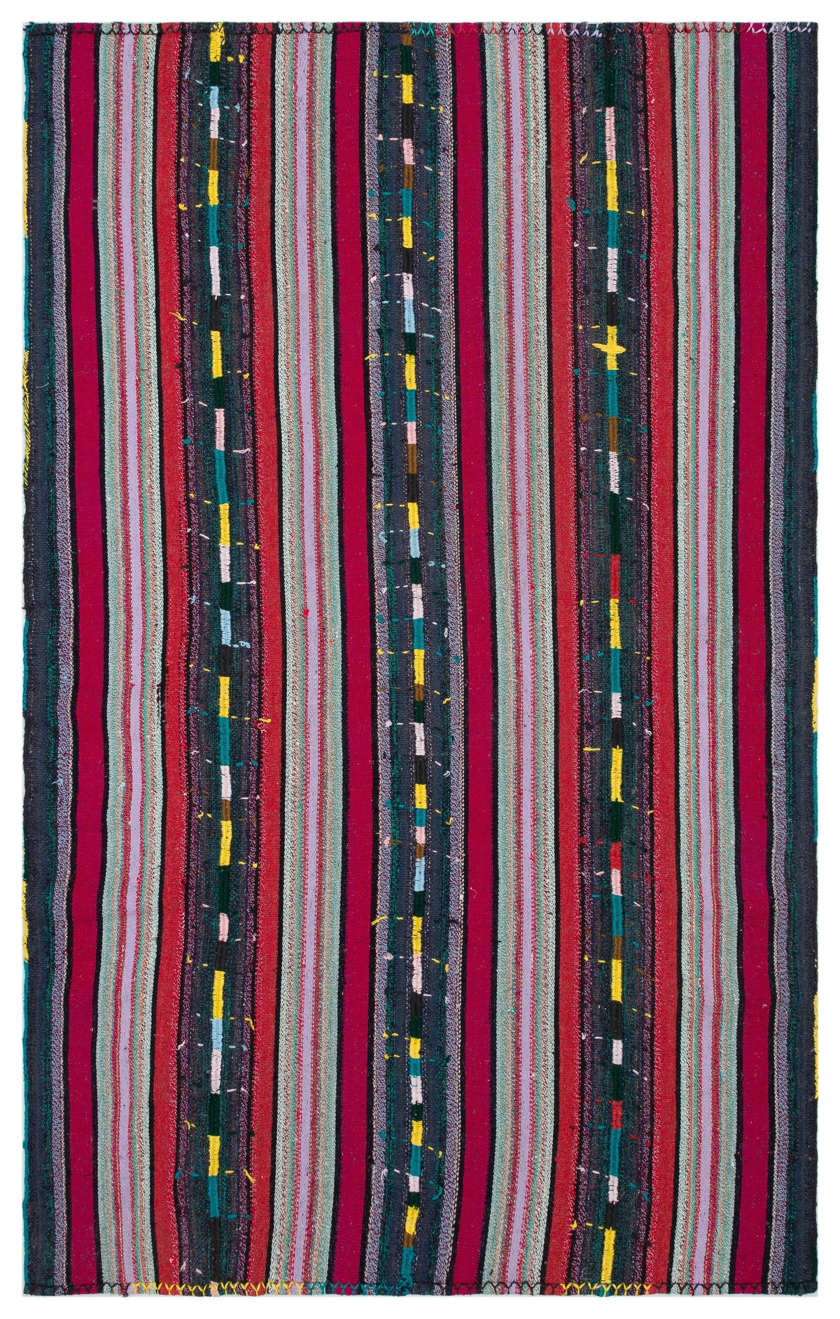 Striped Over Dyed Kilim Rug 5&#39;5&#39;&#39; x 8&#39;8&#39;&#39; ft 166 x 265 cm