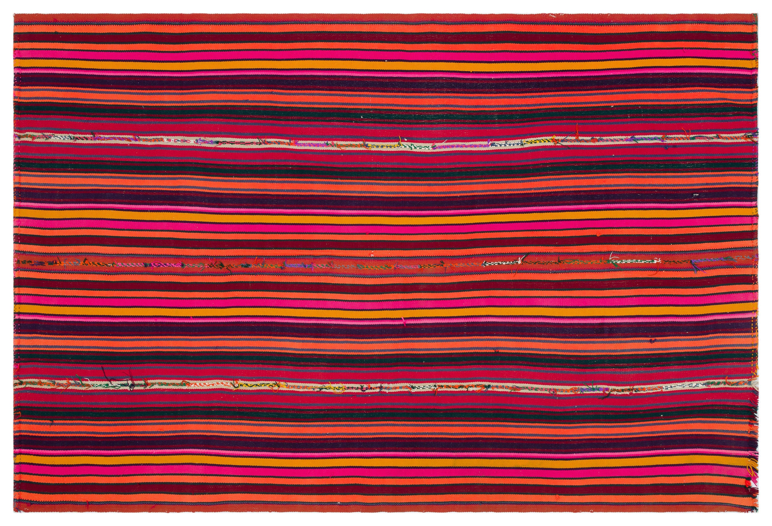 Striped Over Dyed Kilim Rug 5'10'' x 8'5'' ft 178 x 256 cm