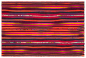 Striped Over Dyed Kilim Rug 5'10'' x 8'5'' ft 178 x 256 cm
