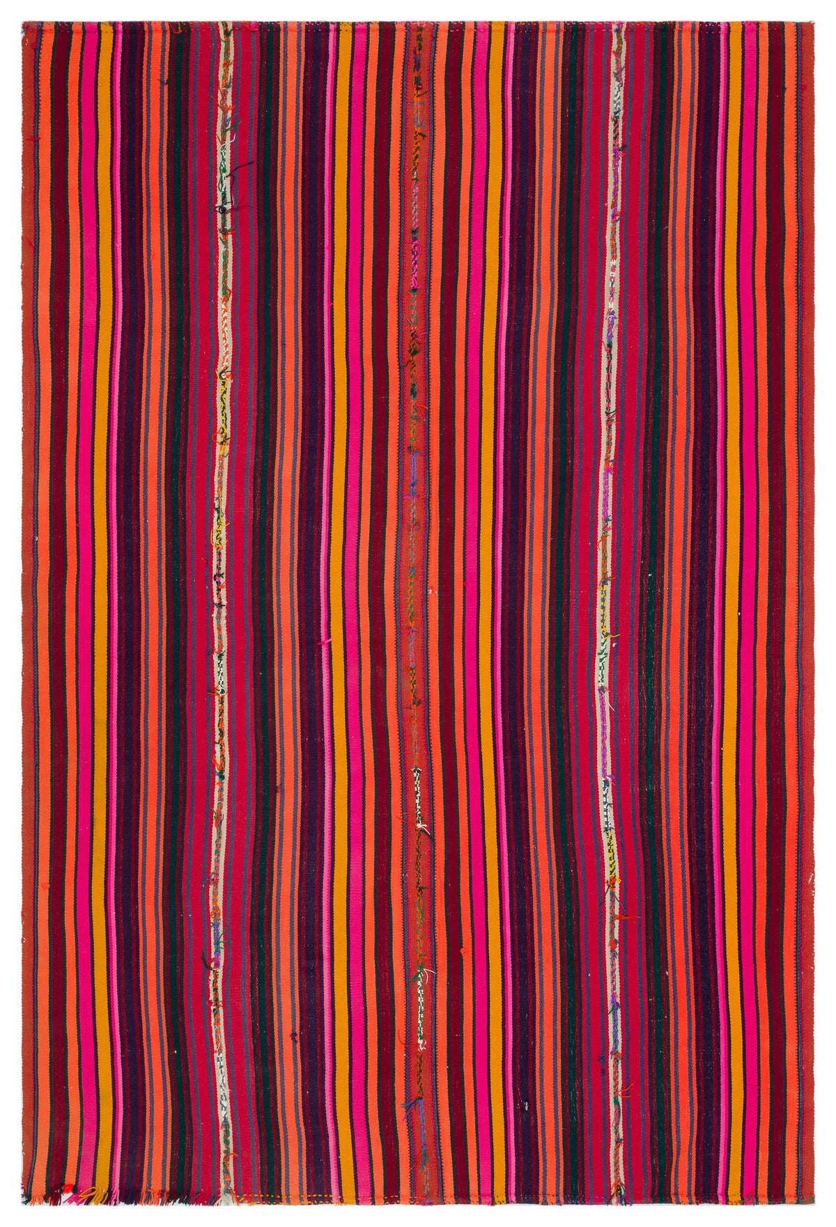 Striped Over Dyed Kilim Rug 5&#39;10&#39;&#39; x 8&#39;5&#39;&#39; ft 178 x 256 cm