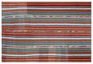 Striped Over Dyed Kilim Rug 5'10'' x 8'6'' ft 177 x 258 cm
