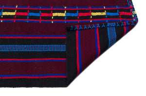 Striped Over Dyed Kilim Rug 6'3'' x 9'2'' ft 191 x 280 cm