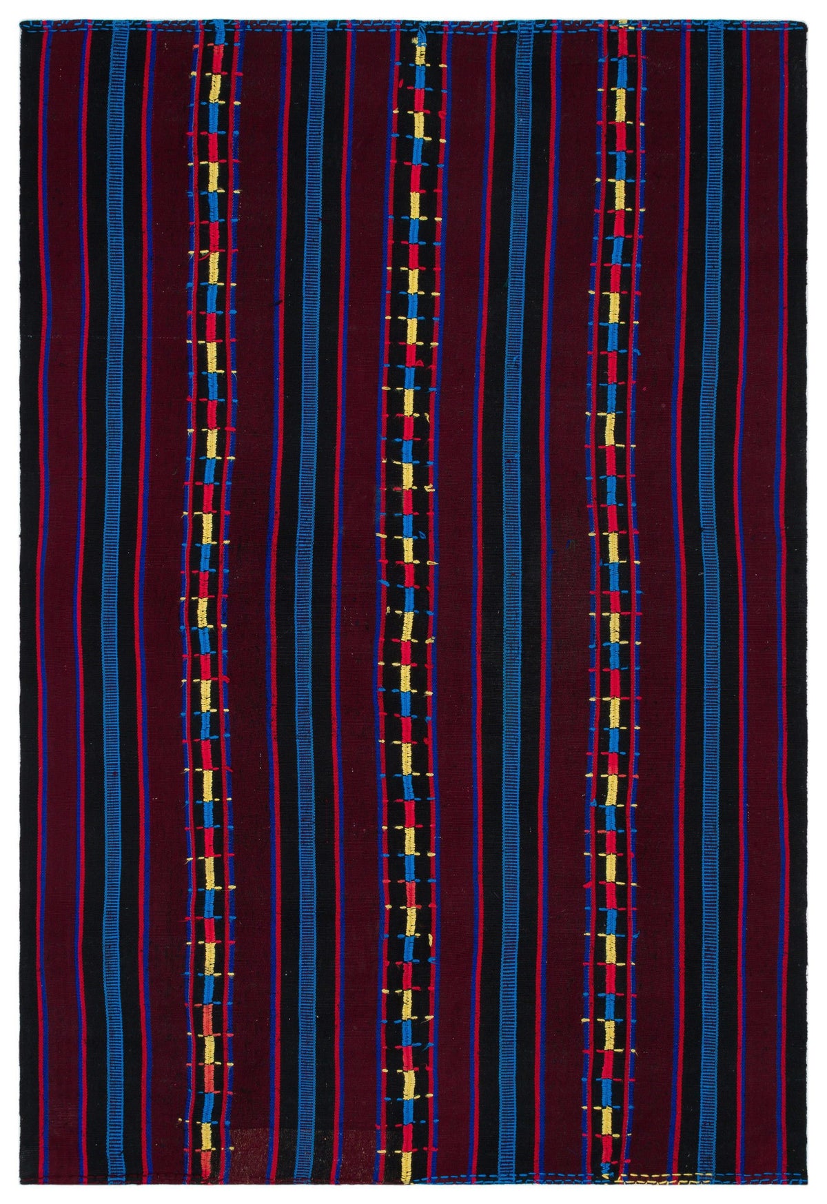 Striped Over Dyed Kilim Rug 6&#39;3&#39;&#39; x 9&#39;2&#39;&#39; ft 191 x 280 cm
