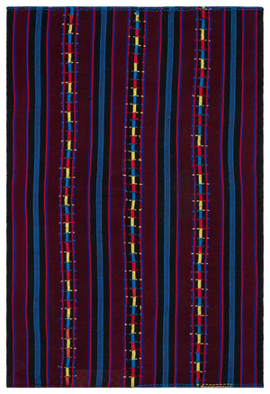 Striped Over Dyed Kilim Rug 6'3'' x 9'2'' ft 191 x 280 cm