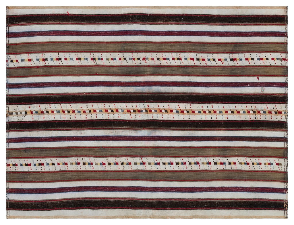 Striped Over Dyed Kilim Rug 5'2'' x 7'0'' ft 158 x 214 cm