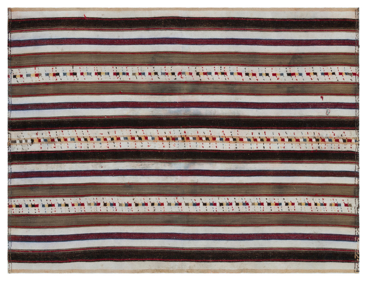 Striped Over Dyed Kilim Rug 5&#39;2&#39;&#39; x 7&#39;0&#39;&#39; ft 158 x 214 cm