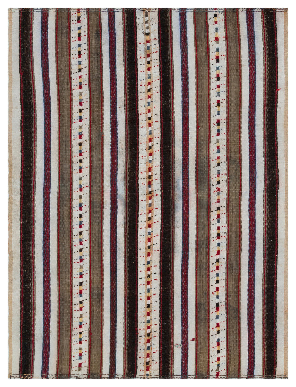 Striped Over Dyed Kilim Rug 5'2'' x 7'0'' ft 158 x 214 cm