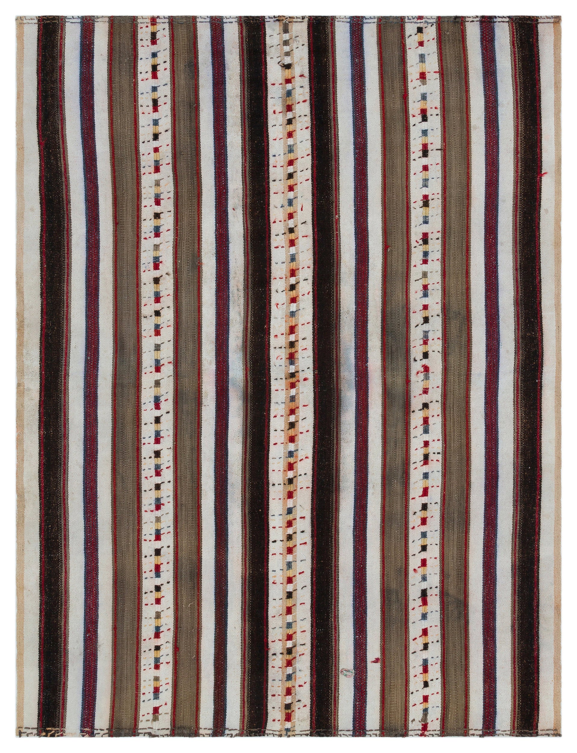 Striped Over Dyed Kilim Rug 5'2'' x 7'0'' ft 158 x 214 cm