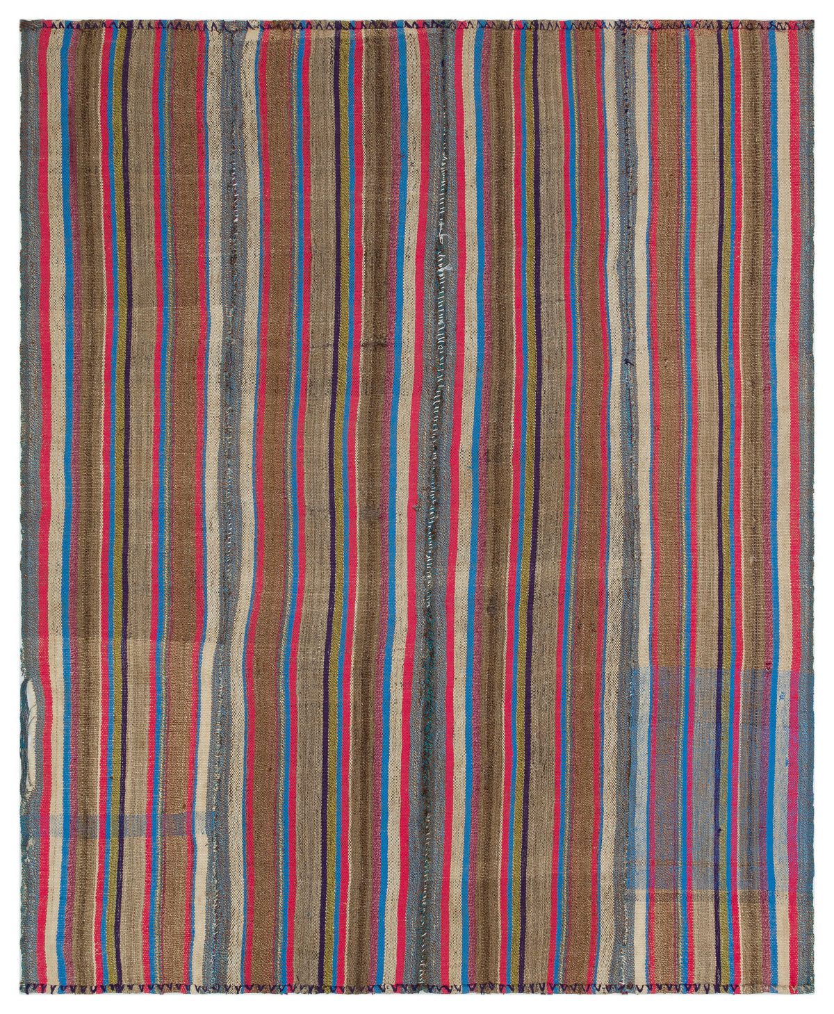 Striped Over Dyed Kilim Rug 5&#39;12&#39;&#39; x 7&#39;7&#39;&#39; ft 182 x 232 cm