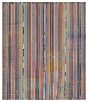 Striped Over Dyed Kilim Rug 5'6'' x 6'9'' ft 168 x 206 cm
