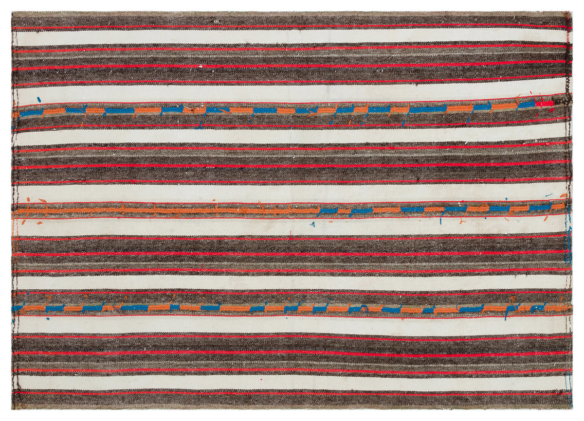 Striped Over Dyed Kilim Rug 5&#39;5&#39;&#39; x 7&#39;6&#39;&#39; ft 165 x 228 cm