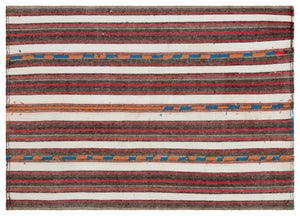Striped Over Dyed Kilim Rug 5'5'' x 7'6'' ft 165 x 228 cm