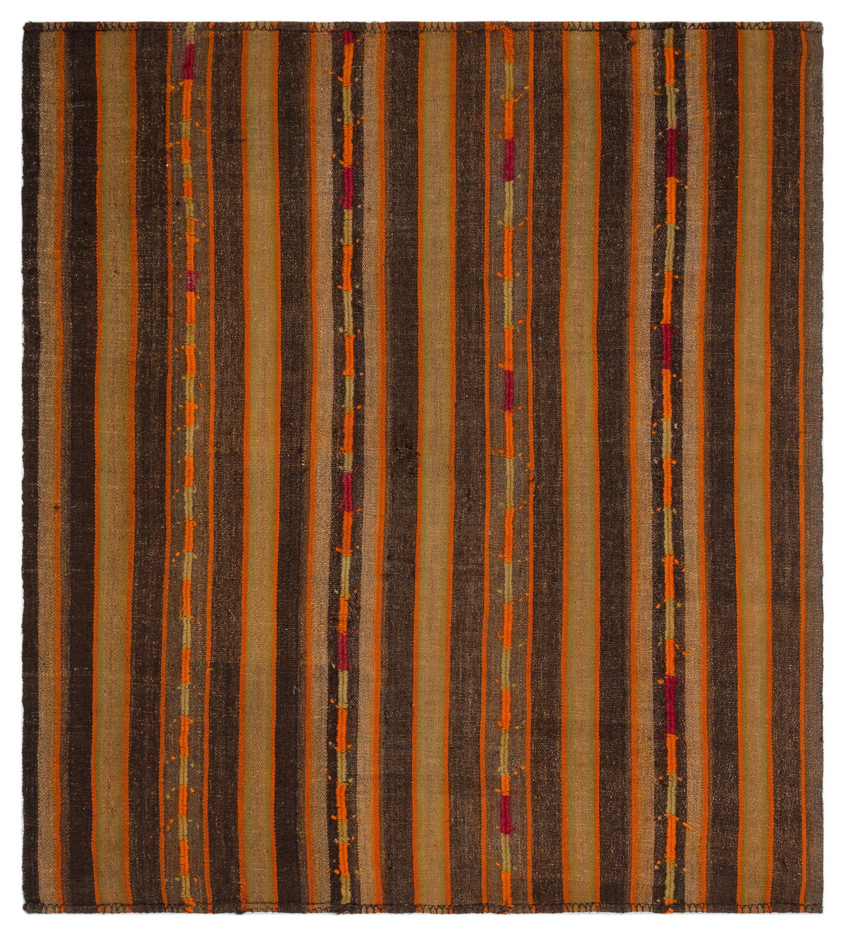 Striped Over Dyed Kilim Rug 5&#39;7&#39;&#39; x 6&#39;1&#39;&#39; ft 171 x 186 cm