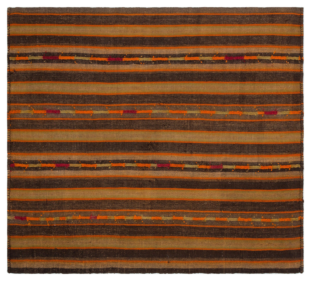 Striped Over Dyed Kilim Rug 5'7'' x 6'1'' ft 171 x 186 cm