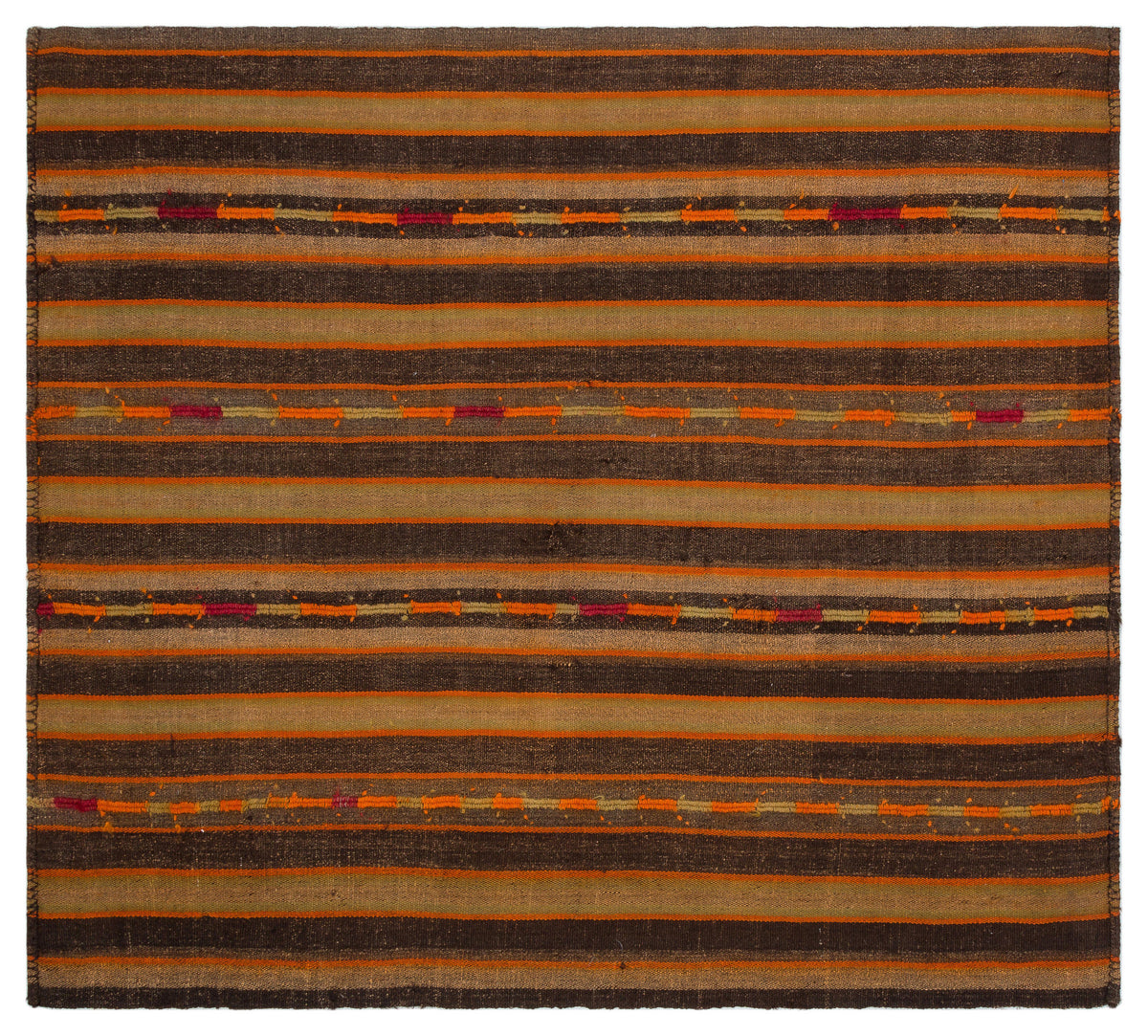Striped Over Dyed Kilim Rug 5&#39;7&#39;&#39; x 6&#39;1&#39;&#39; ft 171 x 186 cm