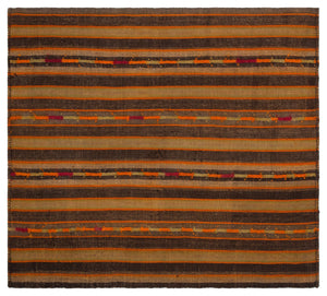 Striped Over Dyed Kilim Rug 5'7'' x 6'1'' ft 171 x 186 cm