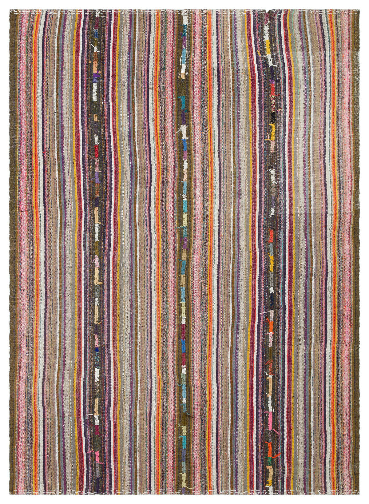 Striped Over Dyed Kilim Rug 5&#39;7&#39;&#39; x 7&#39;11&#39;&#39; ft 170 x 242 cm