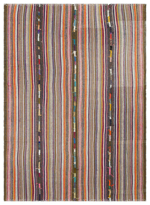 Striped Over Dyed Kilim Rug 5'7'' x 7'11'' ft 170 x 242 cm