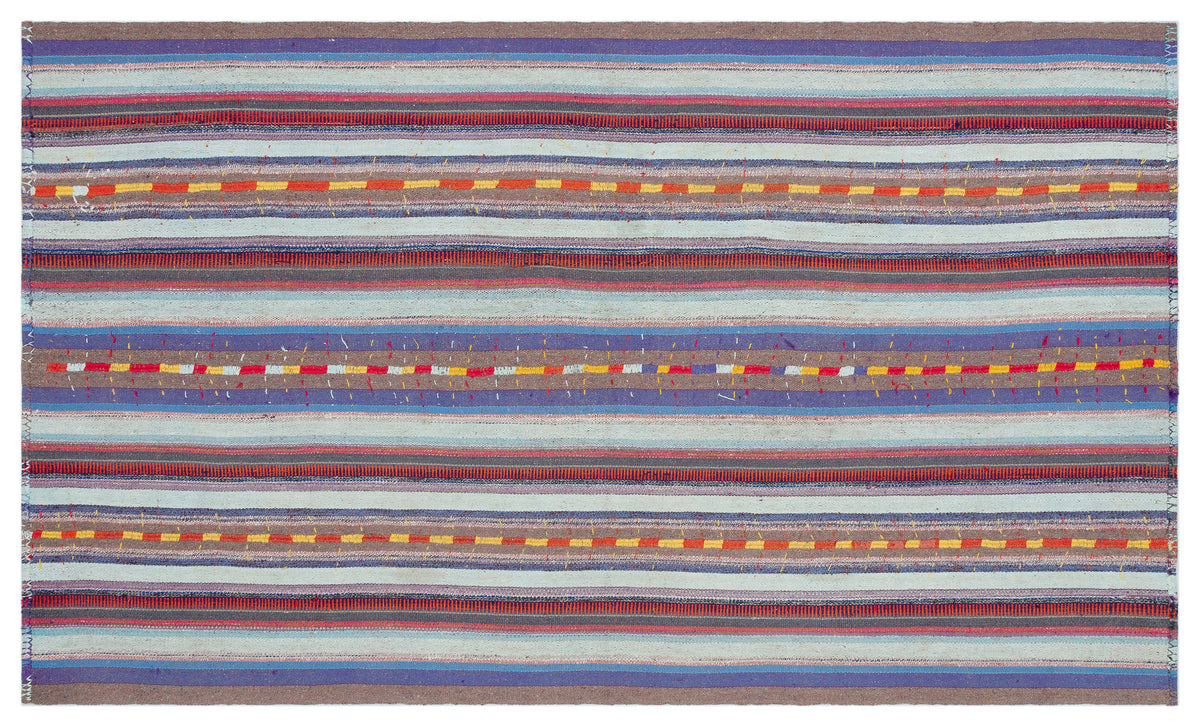 Striped Over Dyed Kilim Rug 4&#39;9&#39;&#39; x 8&#39;2&#39;&#39; ft 146 x 250 cm