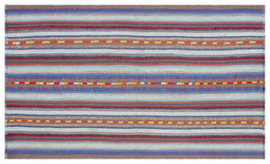 Striped Over Dyed Kilim Rug 4'9'' x 8'2'' ft 146 x 250 cm