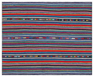 Striped Over Dyed Kilim Rug 5'10'' x 7'6'' ft 179 x 228 cm