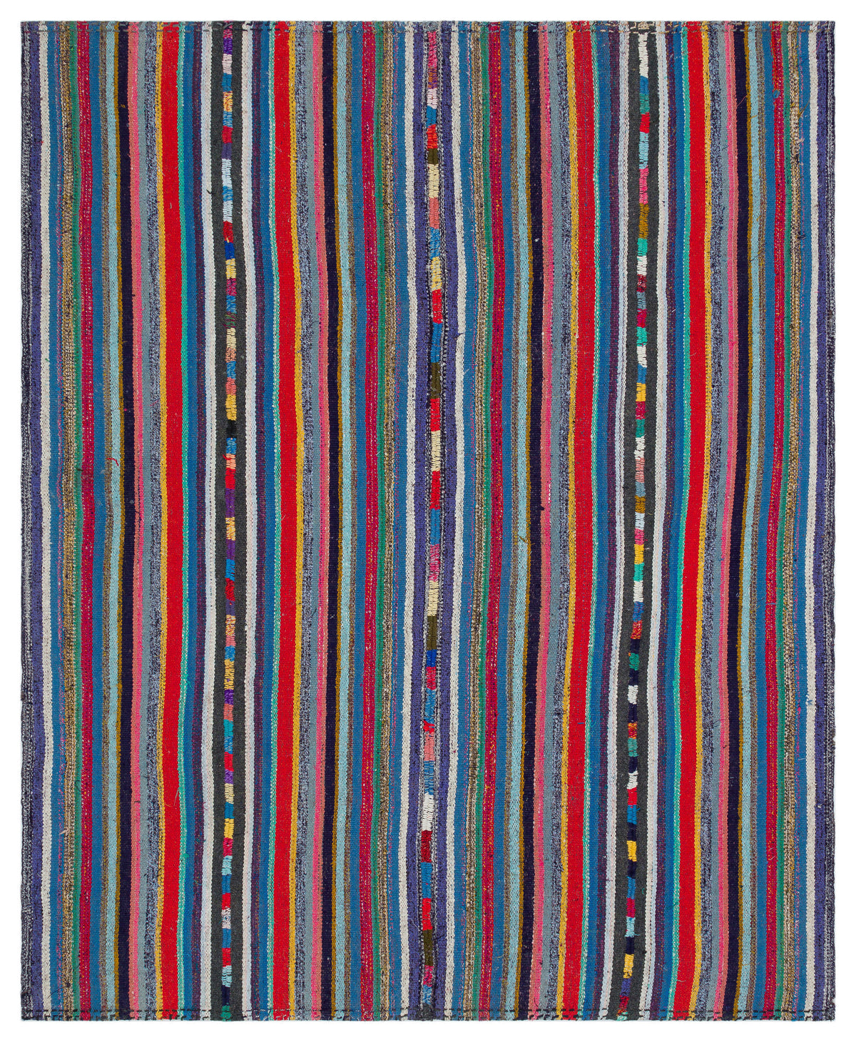 Striped Over Dyed Kilim Rug 5&#39;10&#39;&#39; x 7&#39;6&#39;&#39; ft 179 x 228 cm