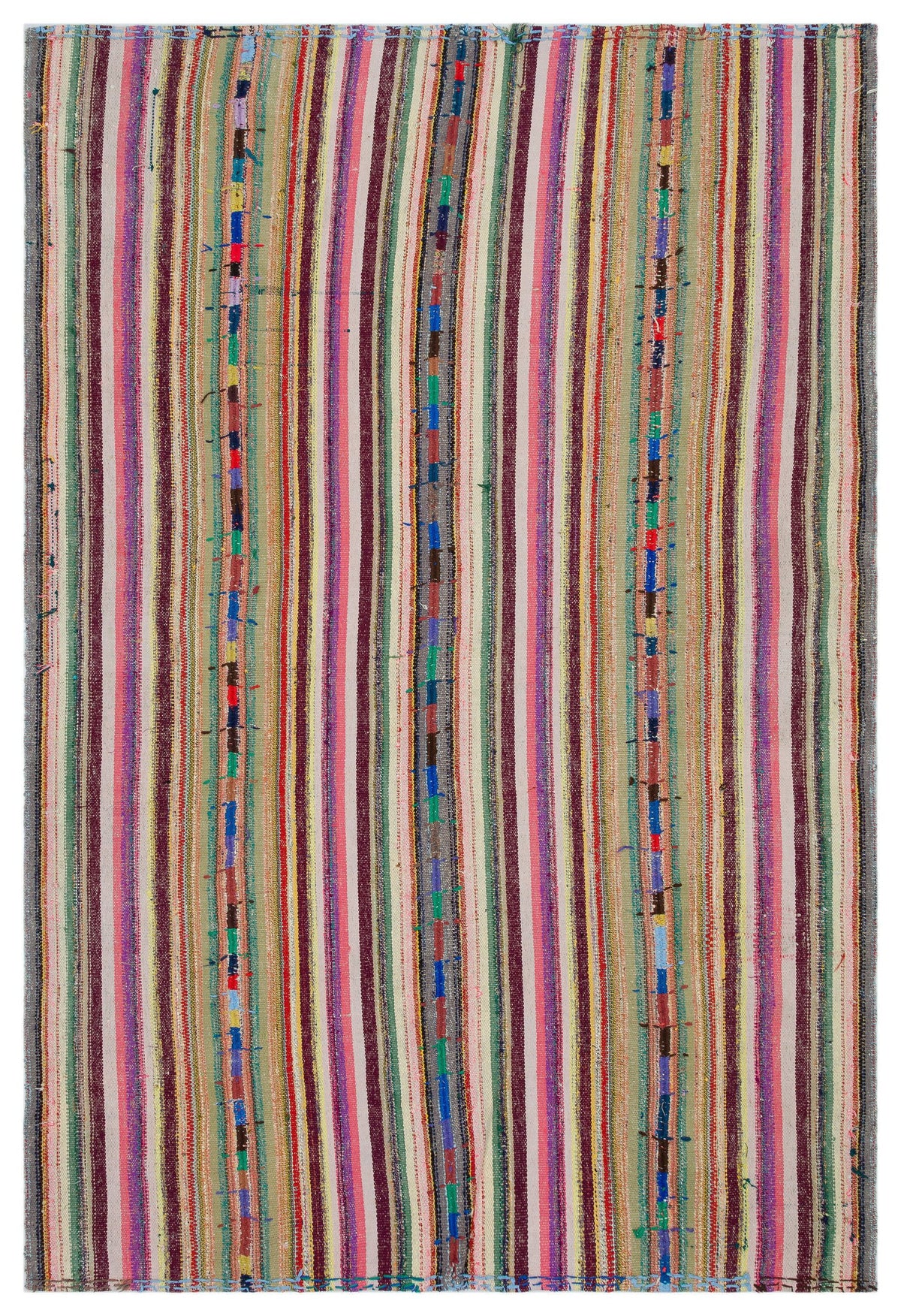 Striped Over Dyed Kilim Rug 5&#39;3&#39;&#39; x 8&#39;6&#39;&#39; ft 161 x 260 cm