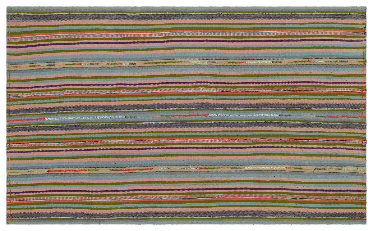 Striped Over Dyed Kilim Rug 5&#39;2&#39;&#39; x 8&#39;6&#39;&#39; ft 158 x 260 cm
