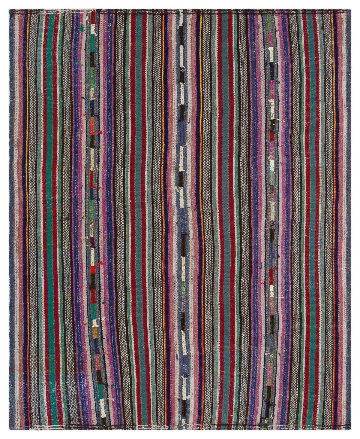 Striped Over Dyed Kilim Rug 5&#39;10&#39;&#39; x 7&#39;4&#39;&#39; ft 178 x 224 cm