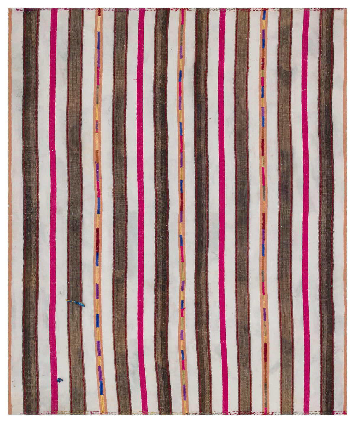 Striped Over Dyed Kilim Rug 6&#39;5&#39;&#39; x 7&#39;10&#39;&#39; ft 196 x 238 cm